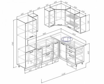 Угловой кухонный гарнитур Жемчуг 2400х1600 мм в Артёмовском - artyomovskij.mebel-e96.ru