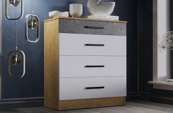 Комод 800-4Я Адель Дуб вотан/Белый (Эра) в Артёмовском - artyomovskij.mebel-e96.ru