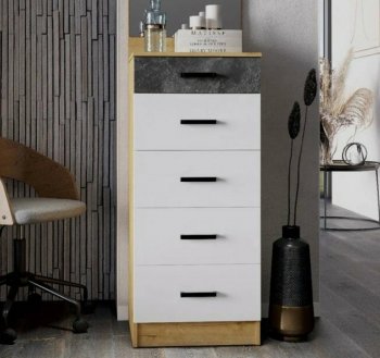 Комод 500-5Я Адель Дуб вотан/Белый (Эра) в Артёмовском - artyomovskij.mebel-e96.ru