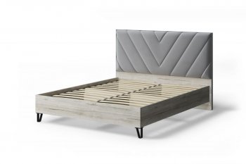 Кроватьс ПМ Аделия с мягк.изголов/царги лДСП Stone (серый)/Дуб серый, 1600 (МЛК) в Артёмовском - artyomovskij.mebel-e96.ru