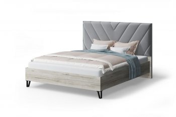 Кроватьс ПМ Аделия с мягк.изголов/царги лДСП Stone (серый)/Дуб серый, 1600 (МЛК) в Артёмовском - artyomovskij.mebel-e96.ru