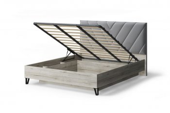 Кроватьс ПМ Аделия с мягк.изголов/царги лДСП Stone (серый)/Дуб серый, 1600 (МЛК) в Артёмовском - artyomovskij.mebel-e96.ru