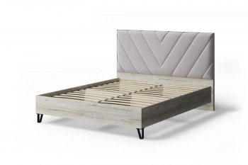 Кровать Аделия с мягк.изголов/царги ЛДСП Moonlight (серо-бежевый)/Дуб серый, 1600 (МЛК) в Артёмовском - artyomovskij.mebel-e96.ru