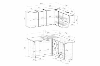 Кухонный гарнитур Альба мега прайм 2 1600х1700 мм (ПМ+СДШ) (Герда) в Артёмовском - artyomovskij.mebel-e96.ru
