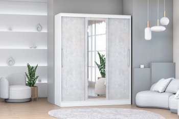 Шкаф-купе 1700 мм 3-х дверный с 1-м зеркалом (арт. 012) белый/цемент (Диал) в Артёмовском - artyomovskij.mebel-e96.ru