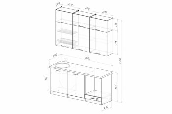 Кухонный гарнитур Асая макси 2 1800 мм ПМ (Герда) в Артёмовском - artyomovskij.mebel-e96.ru