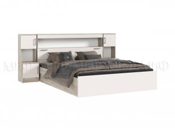 Кровать Бася 1600 мм с надстройкой и тумбами крафт/кашемир (Миф) в Артёмовском - artyomovskij.mebel-e96.ru