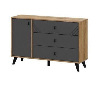 Комод 3 ящика (со створкой) Байкал Графит/Дуб золотой (СВ) в Артёмовском - artyomovskij.mebel-e96.ru