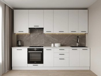 Кухонный гарнитур высокий Белый глянец 3000 мм МДФ (Санвут) в Артёмовском - artyomovskij.mebel-e96.ru