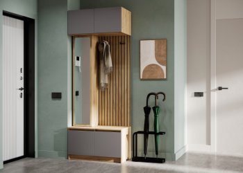 Прихожая Бостон Лайт комп.1 серый шифер (Стиль) в Артёмовском - artyomovskij.mebel-e96.ru