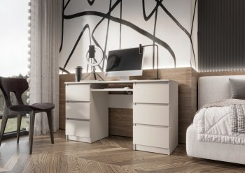 Письменный стол Челси 6 ящиков кашемир (Миф) в Артёмовском - artyomovskij.mebel-e96.ru | фото