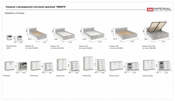 Спальный гарнитур Чикаго модульный, ателье светлый/белый (Имп) в Артёмовском - artyomovskij.mebel-e96.ru