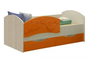 Детская кровать Дельфин-3 МДФ оранжевый, 80х160 в Артёмовском - artyomovskij.mebel-e96.ru