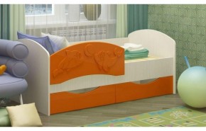 Детская кровать Дельфин-3 МДФ оранжевый, 80х160 в Артёмовском - artyomovskij.mebel-e96.ru