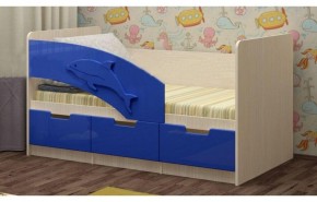 Детская кровать Дельфин-6 МДФ, 80х160, темно-синий в Артёмовском - artyomovskij.mebel-e96.ru