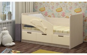 Детская кровать Дельфин-6 МДФ, 80х160, ваниль в Артёмовском - artyomovskij.mebel-e96.ru
