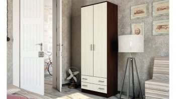 Шкаф 800 мм платяной Дуэт с ящиками венге/лоредо (Эра) в Артёмовском - artyomovskij.mebel-e96.ru