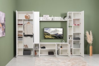 Стенка Эйр модульная, белый (Моби) в Артёмовском - artyomovskij.mebel-e96.ru