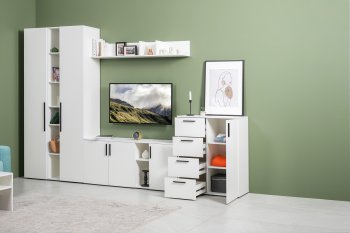 Стенка Эйр комп 1, белый (Моби) в Артёмовском - artyomovskij.mebel-e96.ru