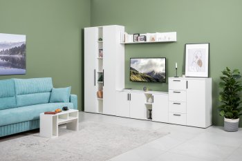 Стенка Эйр модульная, белый (Моби) в Артёмовском - artyomovskij.mebel-e96.ru