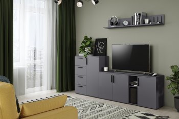 Стенка Эйр комп.1, графит (Моби) в Артёмовском - artyomovskij.mebel-e96.ru