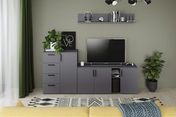 Стенка Эйр комп.1, графит (Моби) в Артёмовском - artyomovskij.mebel-e96.ru