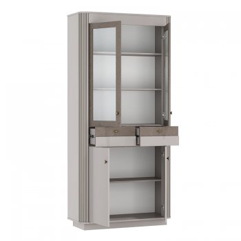 Шкаф витрина 34.05 Фантазия кашемир (Олмеко) в Артёмовском - artyomovskij.mebel-e96.ru