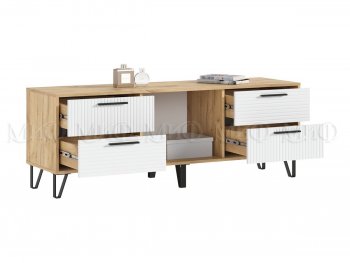 Тумба ТВ Флэш крафт/белый (Миф) в Артёмовском - artyomovskij.mebel-e96.ru