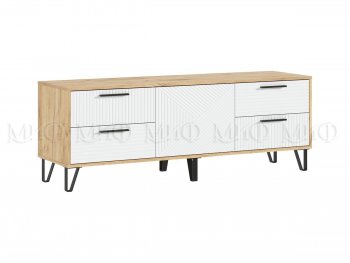 Тумба ТВ Флэш крафт/белый (Миф) в Артёмовском - artyomovskij.mebel-e96.ru