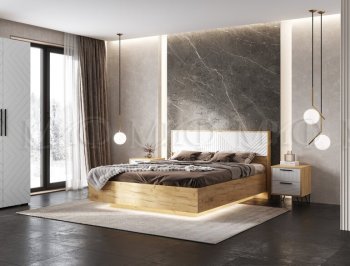 Кровать парящая Флэш крафт/белый (Миф) в Артёмовском - artyomovskij.mebel-e96.ru