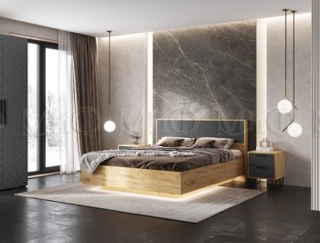 Кровать парящая Флэш крафт/графит(Миф) в Артёмовском - artyomovskij.mebel-e96.ru