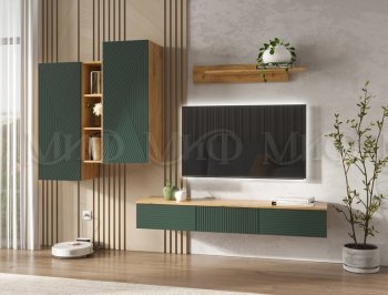 Стенка Флэш комп.2 крафт/грин (Миф) в Артёмовском - artyomovskij.mebel-e96.ru