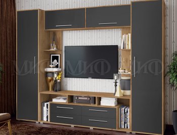 Стенка Гармония (2700) МДФ крафт/графит (Миф) в Артёмовском - artyomovskij.mebel-e96.ru