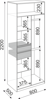 Шкаф 800 мм 2-х створчатый Глэдис (модуль 22) (Риннер) в Артёмовском - artyomovskij.mebel-e96.ru