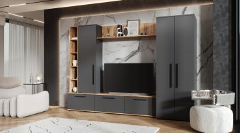 Стенка Леванте вотан/графит (Лин) в Артёмовском - artyomovskij.mebel-e96.ru