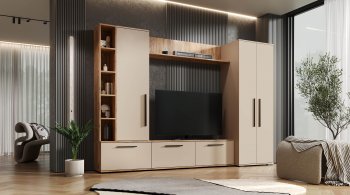 Стенка Леванте вотан/кашемир (Лин) в Артёмовском - artyomovskij.mebel-e96.ru