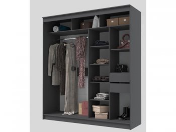 Шкаф-купе 2000 мм Гранд-1 ЛДСП/Зеркало, графит (Эра) в Артёмовском - artyomovskij.mebel-e96.ru