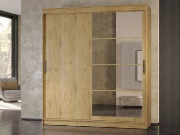 Шкаф-купе 2000 мм Гранд-1 ЛДСП/Зеркало, дуб вотан (Эра) в Артёмовском - artyomovskij.mebel-e96.ru