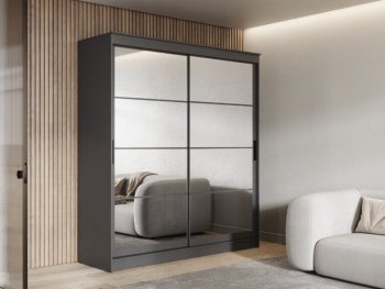 Шкаф-купе 2000 мм Гранд-1 зеркало/зеркало, графит (Эра) в Артёмовском - artyomovskij.mebel-e96.ru