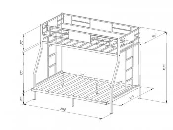 Кровать 2-х ярусная П Гранада 140 Белый в Артёмовском - artyomovskij.mebel-e96.ru