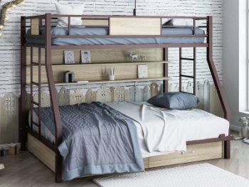 Кровать двухъярусная Гранада-ПЯЯ 140 с полкой и ящиками (ФМ) в Артёмовском - artyomovskij.mebel-e96.ru