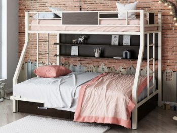 Кровать двухъярусная Гранада-ПЯЯ 140 с полкой и ящиками (ФМ) в Артёмовском - artyomovskij.mebel-e96.ru