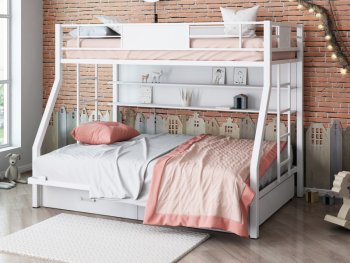 Кровать двухъярусная Гранада-ПЯЯ 140 с полкой и ящиками (ФМ) в Артёмовском - artyomovskij.mebel-e96.ru