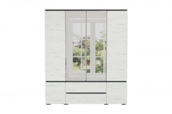 Шкаф 1800 мм 6С2Я с 2мя зерк. Гретта крафт белый (Памир) в Артёмовском - artyomovskij.mebel-e96.ru