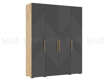 Шкаф 1800 мм Ирис с антресолью крафт/графит (Миф) в Артёмовском - artyomovskij.mebel-e96.ru