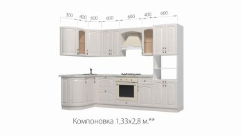 Кухонный гарнитур Кантри 1330*2800 мм в Артёмовском - artyomovskij.mebel-e96.ru