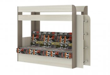 Кровать 2-х ярусная с диваном Карамель 75 шимо (Музыка) в Артёмовском - artyomovskij.mebel-e96.ru