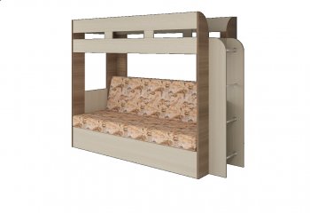 Кровать 2-х ярусная с диваном Карамель 75 шимо (Саванна) в Артёмовском - artyomovskij.mebel-e96.ru