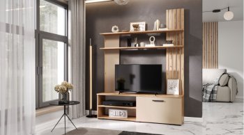 Стенка Каролина Дуб Вотан/Кашемир (Лин) в Артёмовском - artyomovskij.mebel-e96.ru