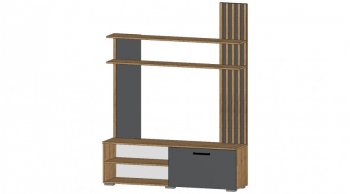 Стенка Каролина Дуб Вотан/Графит (Лин) в Артёмовском - artyomovskij.mebel-e96.ru